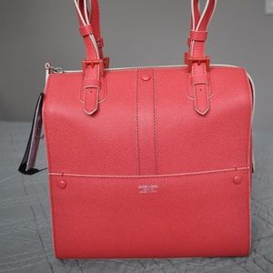 NWT Giorgio Armani Coral w/ Cream Tailored Satchel